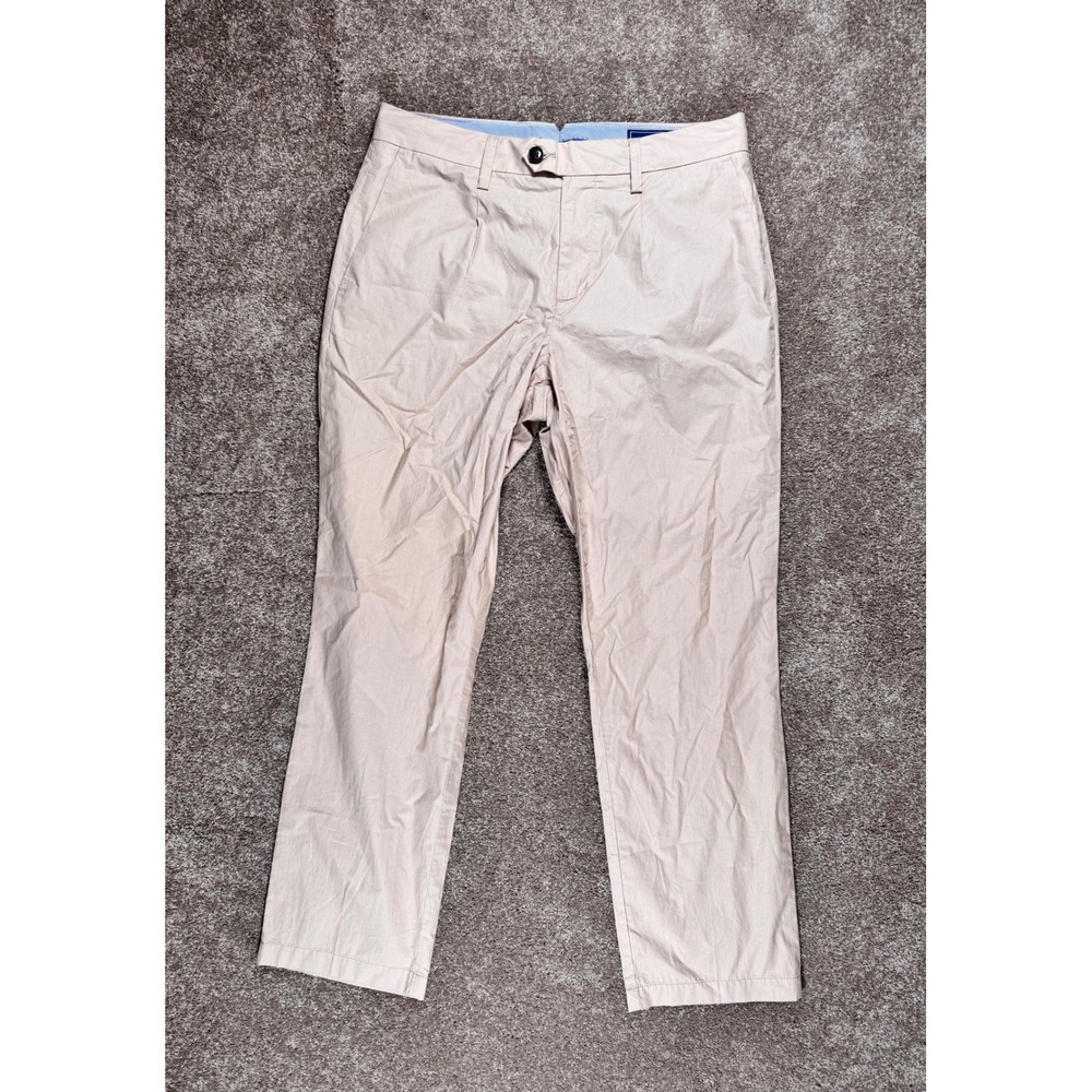 Vineyard Vines Mens 32x32 Pleated Pants Khaki Tan Straight Leg Chino Trousers